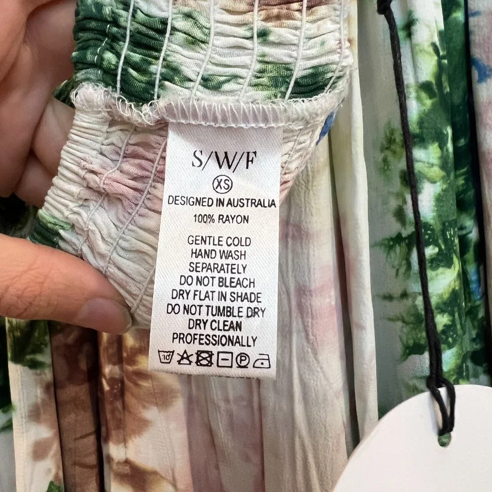 S/W/F Pastel Tie Dye Designer Bohemian Maxi Skirt Tank Top Set in Skyline XS NWT - Picture 6 of 6